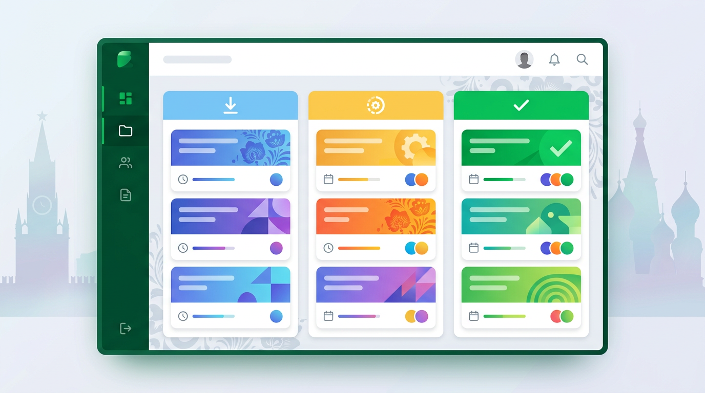 Интерфейс TaskFlow — канбан-доска